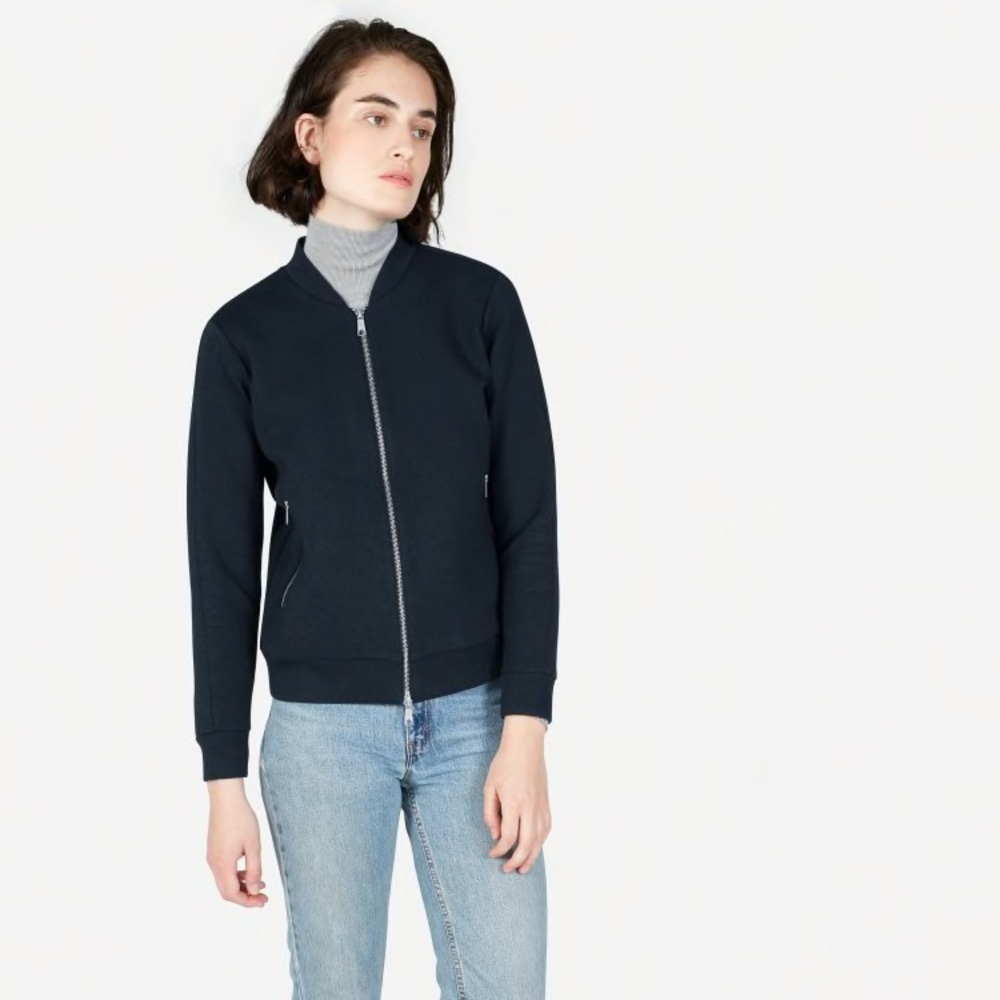 Everlane Street Fleece Black Bomber Jacket